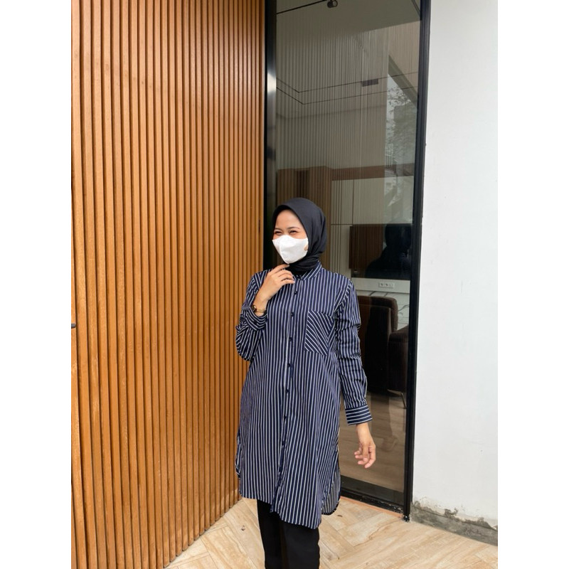 Nabila Tunik Wanita | Atasan Tunic Salur motif Garis-Garis Terbaru