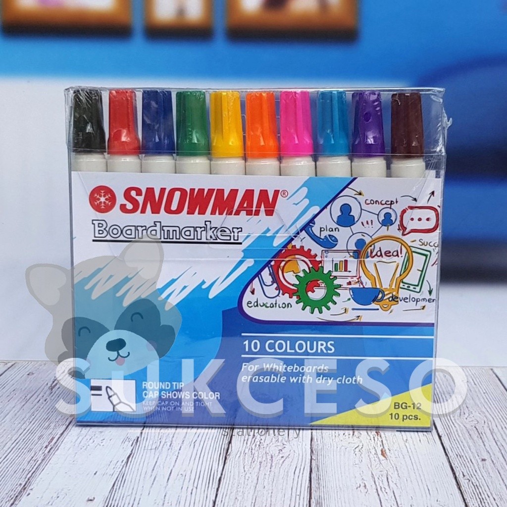 

Snowman Spidol Papan Tulis Whiteboard Color Boardmarker SET 10 PCS Warna Murah Berkualitas