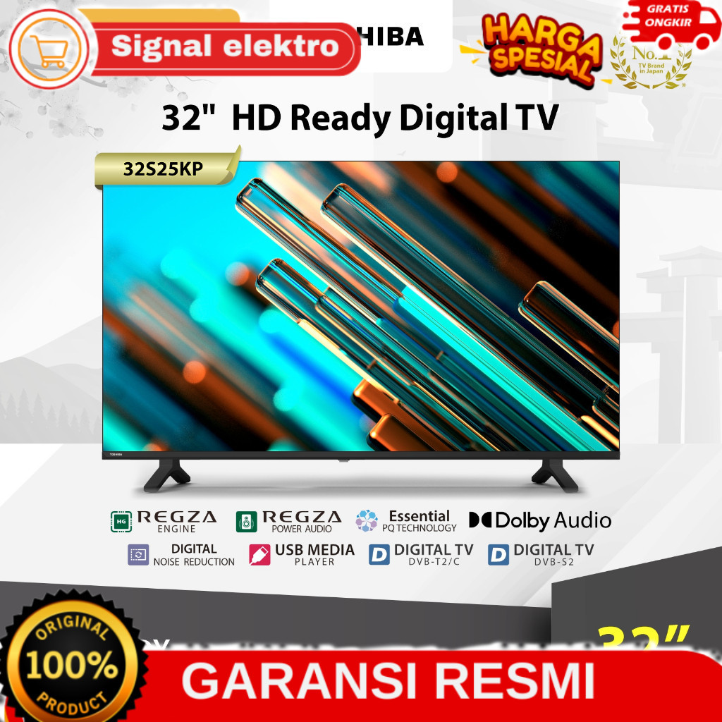 Toshiba TV 32" HD LED Digital TV 32 Inch 32S25KP Dolby Audio Regza