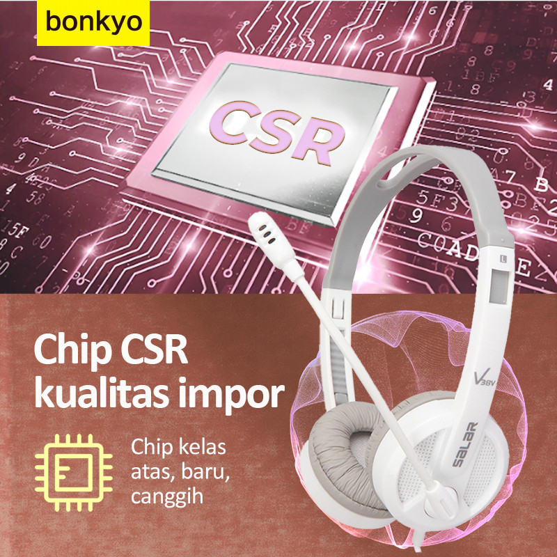 Bonkyo Headset Gaming Suara Sekitar dengan Mikrofon Peredam Kebisingan