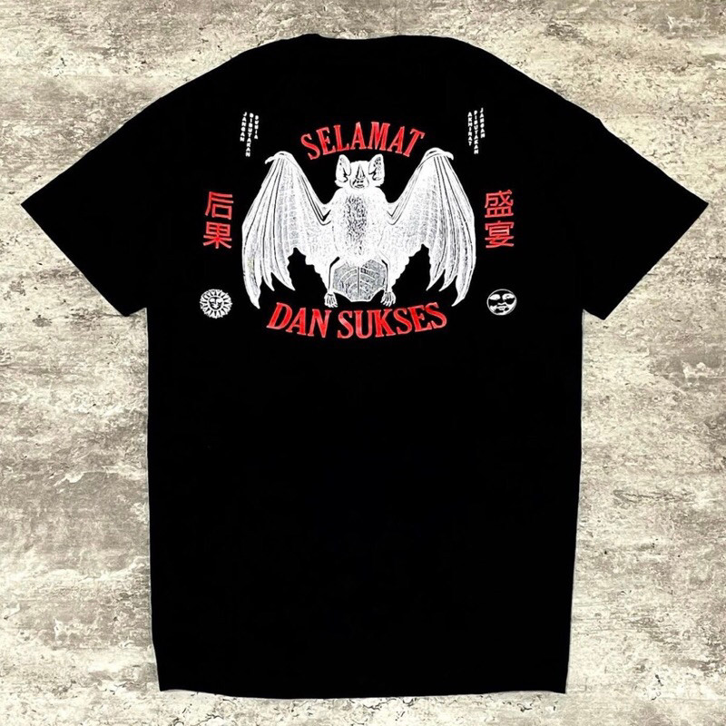 Tshirt FEAST | Kelelawar Black Selamat dan Sukses sablon premium