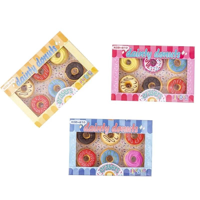 

6 Pcs/Lot Candy Donuts Eraser Set Students Eraser Stationery Supplies Wholesale