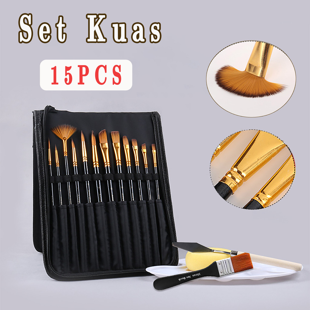 

15 PCS Set Kuas Nilon/set Kuas Lukis/set Kuas Seni / Set Alat Lukis Campuran