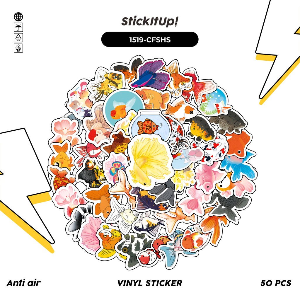 

COD 50 Pcs Stiker Cute Fish Ikan Lucu Anti Air Untuk Dekorasi Notebook Sepeda Skateboard Handphone DIY