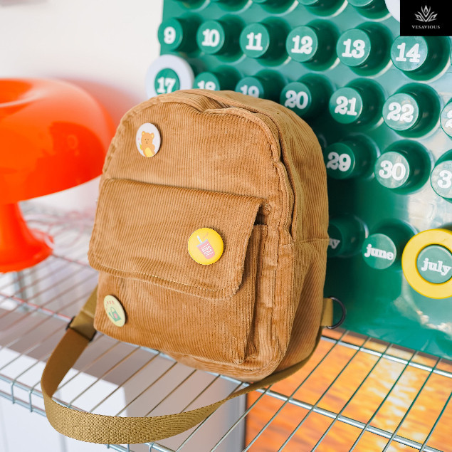 Himeku YOMI MINI Corduroy Backpack - Tas Kecil - Tas Hangout - Ransel Corduroy Wanita