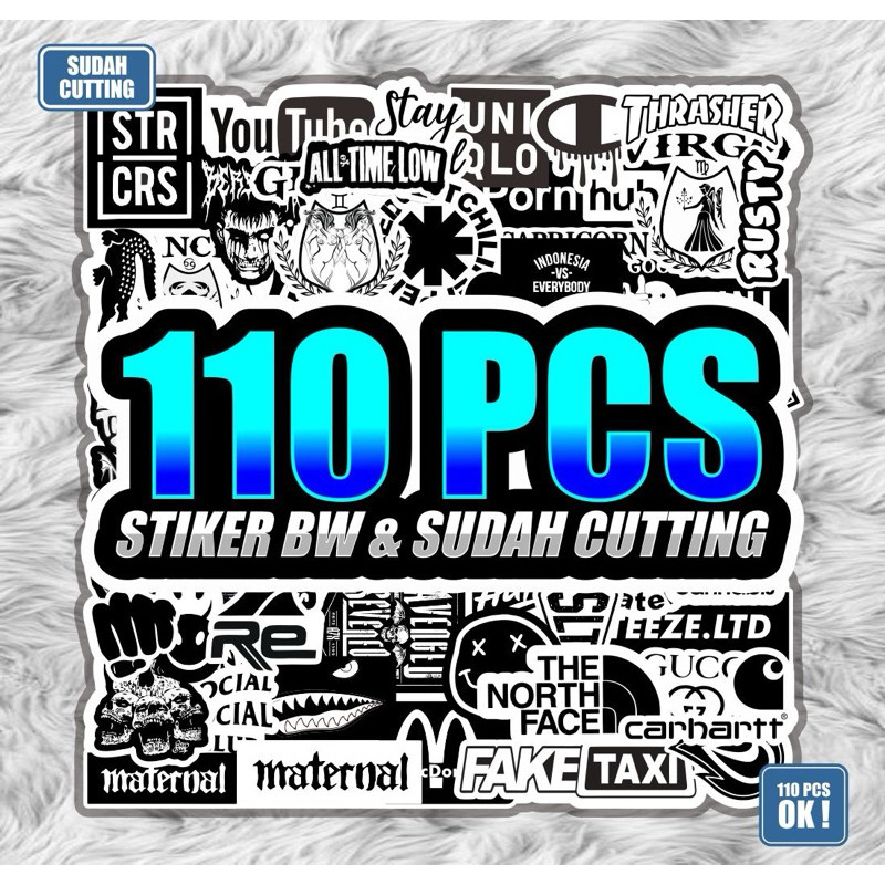 

Stiker pack logo mini isi 110 pcs Stiker brand meme Stiker tumbles isi banyak berkualitas keren