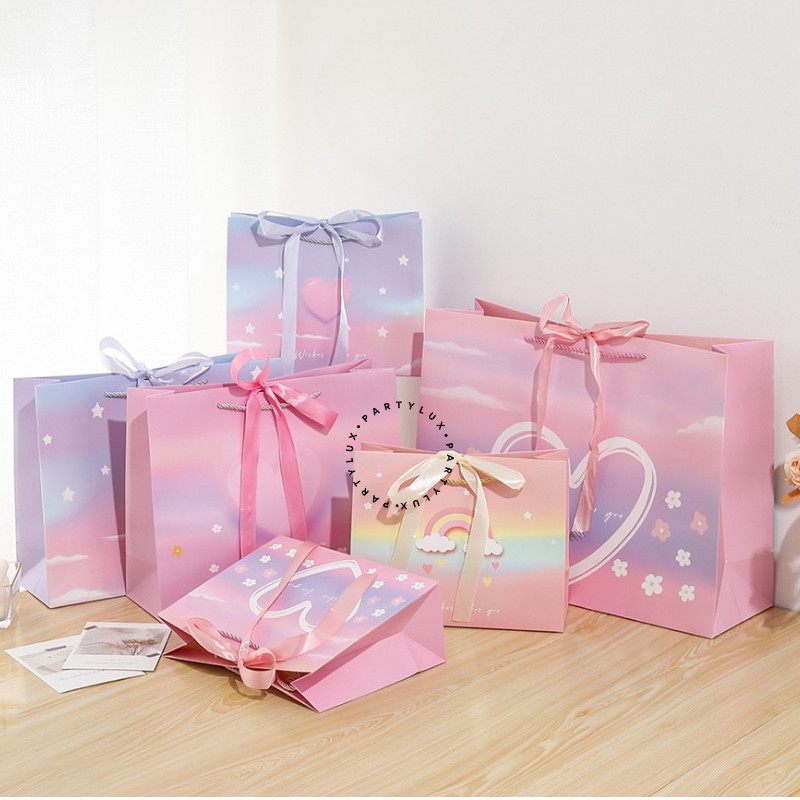 Paper Bag Kado Aesthetic Korea Gradasi Love / Goodie Bag Ulang Tahun / Tas Kado Lucu