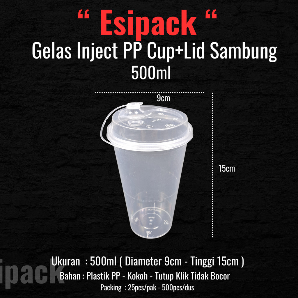PP Cup Injection 500ml + Lid - Gelas Plastik