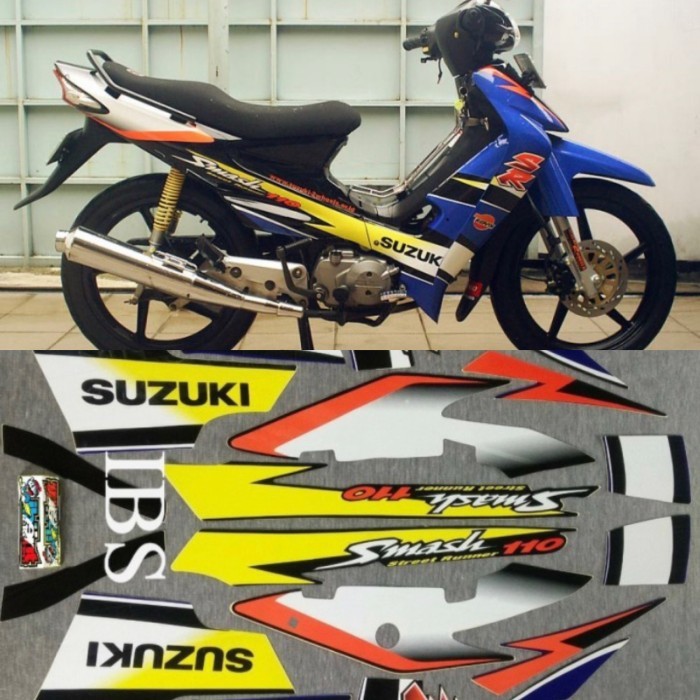 STRIPING SMASH 110SR BIRU 2005 STIKER LIS SUZUKI 110 SR POLET STIKER