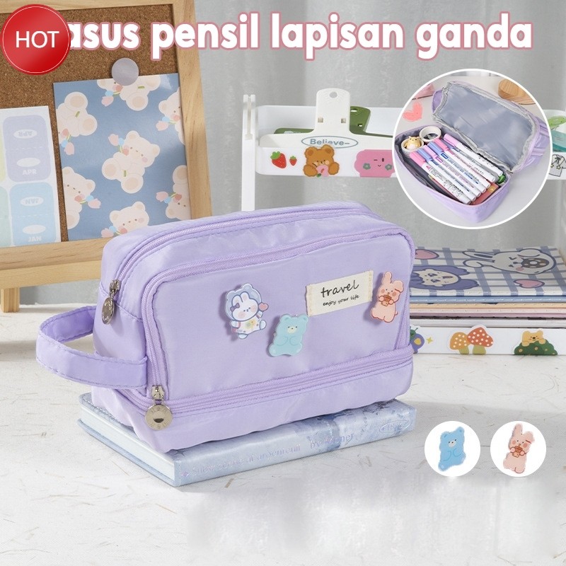 

【CASH ON DELIVERY】 Jumbo Pencil Cases Large Capacity Pencil Bag Pouch Holder Box for Girls Office Student Stationery Organizer School bayi