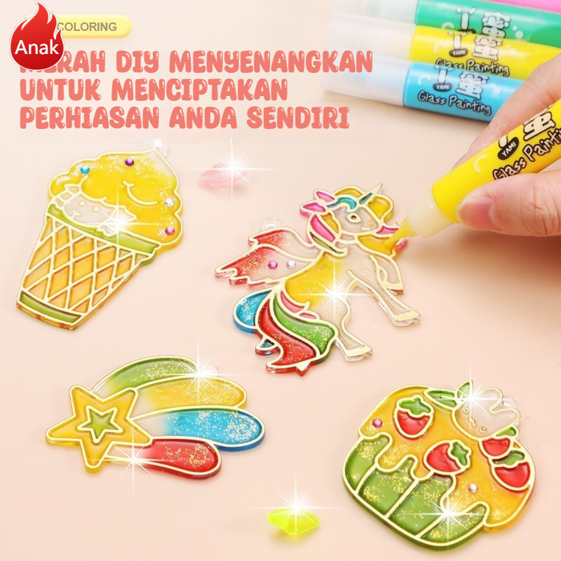 

Bayi Diy Dyed Keychain Accessories Diy Crystal Pendant Studio Diy Painting Glass Anak-Anak
