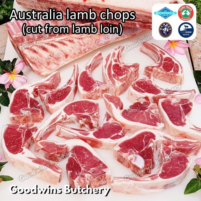 

2kg Lamb CHOPS MIX (cut from lamb LOIN) frozen Australia lamb CHOP - 2cm 3/4" 2.6kg