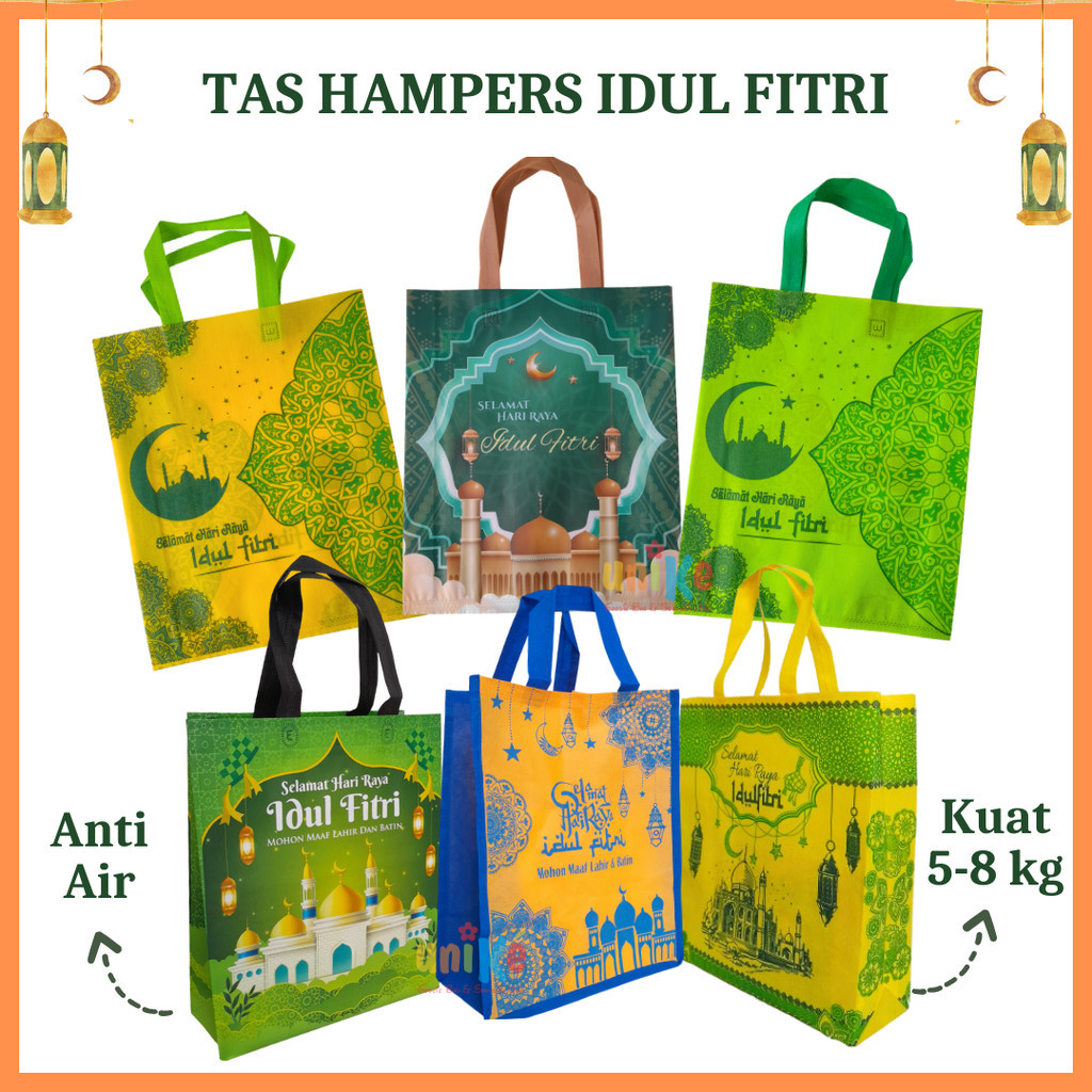 

1 Pcs - Tas Parcel Lebaran Goodie Bag Motif Idul Fitri Hampers Sembako Murah Spunbond Anti Air