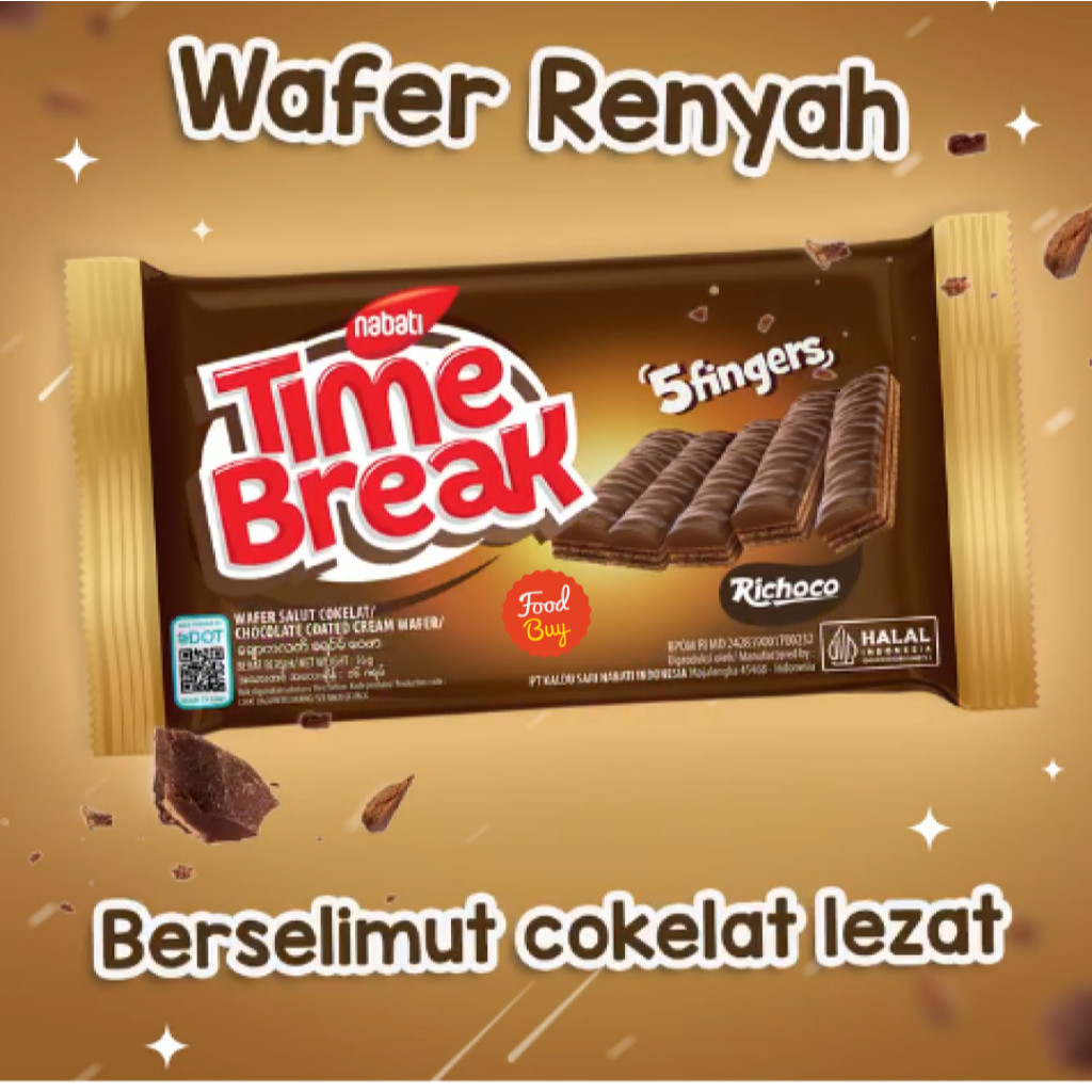 Pretty_Ballerinas Nabati Time Break Richoco Renceng 10 Pcs Big Cookie 30Gr Wafer Salut Coklat