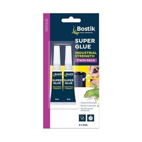 

Bostik Super Glue Industrial Strength 2x3ml - Lem Cepat Kering untuk Logam, Kayu, Plastik, dan Keramik