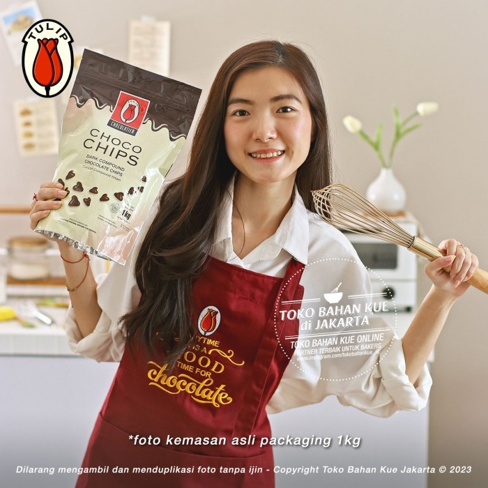 

Tulip Dark Chocolate Chip 1Kg Pack Asli Chocochip Cokelat Chips Coklat