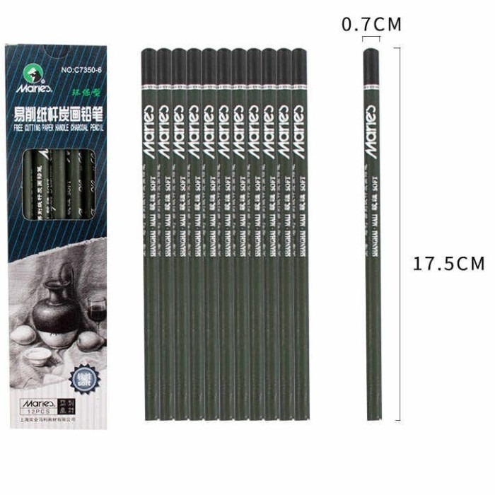 

Maries Charcoal Pencils C7350 Soft Neutral Charcoal Pencils - Satuan - C7350-8 SUPER SOFT