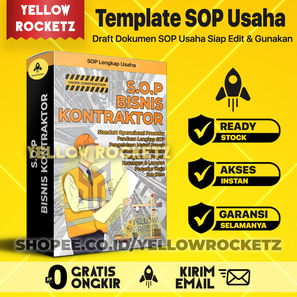 Paket SOP BISNIS KONTRAKTOR - Standar Operational Prosedur Bisnis Usaha Jasa Kontraktor Lengkap