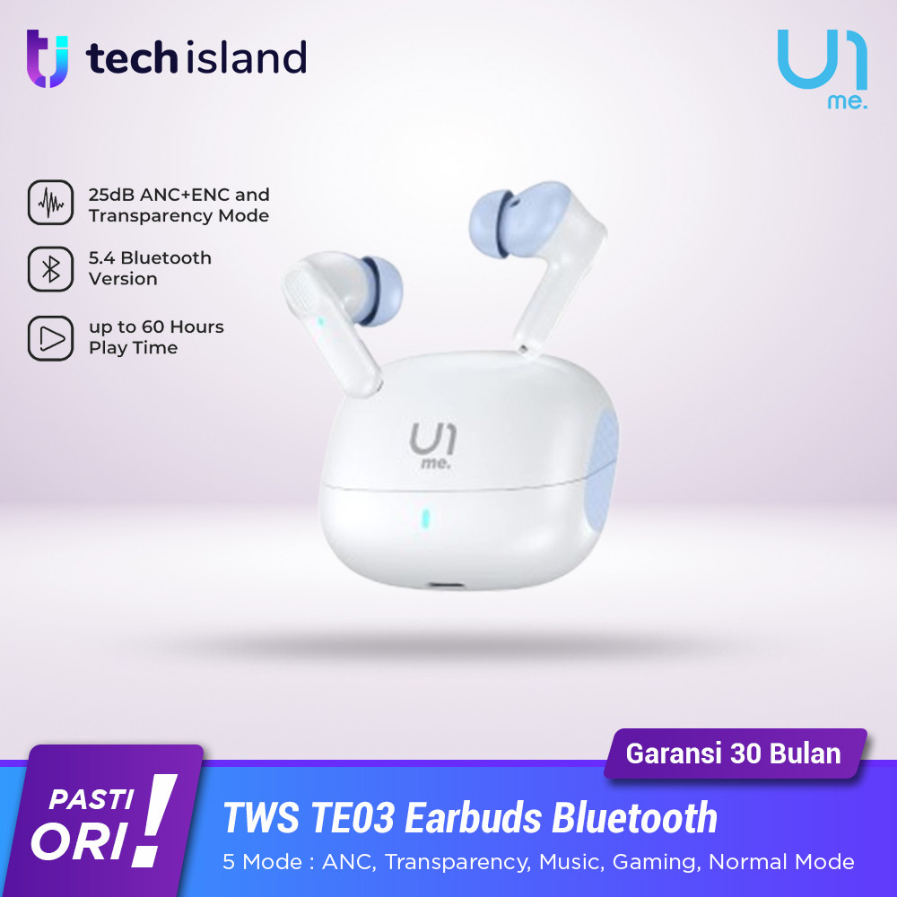 U1me Space Pro TWS Earphone Bluetooth 5.4 ANC Mode, Transparency, Music, Gaming Mode Low Latency