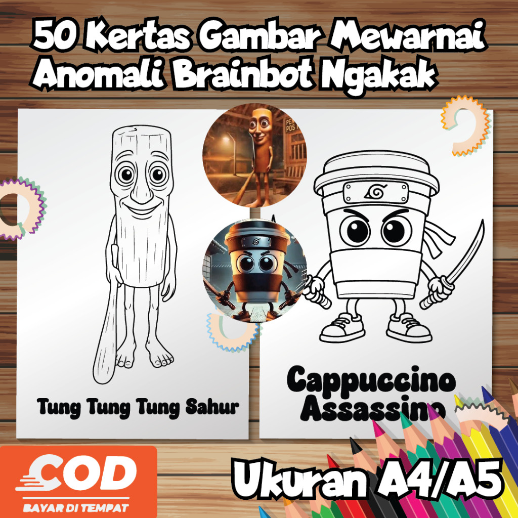 

50 Kertas Gambar Mewarnai Anomali Brainrot Atau Anomali Meme Brainrot Kesukaan Anak / Kertas Ukuran A4, A5 / Cocok Untuk Aktifitas Anak Dirumah