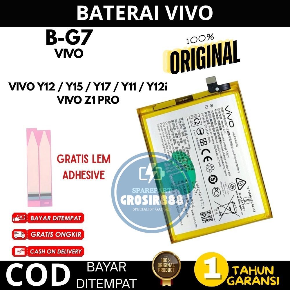 BATERAI VIVO Y12 / Y12i / Y17 / Y15 / Y11 / VIVO Z1 PRO 5000MAH B-G7 BATTERY BATRE ORIGINAL BERGARAN