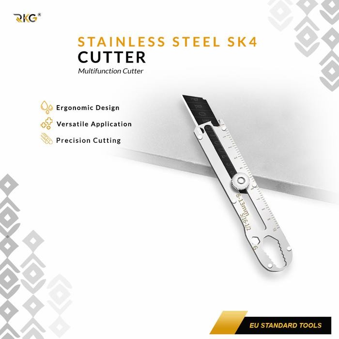 

RKG Pisau Cutter SK4 Serbaguna Baja Tahan Karat + 10 Isi Cutter Industrial Grade Stainless