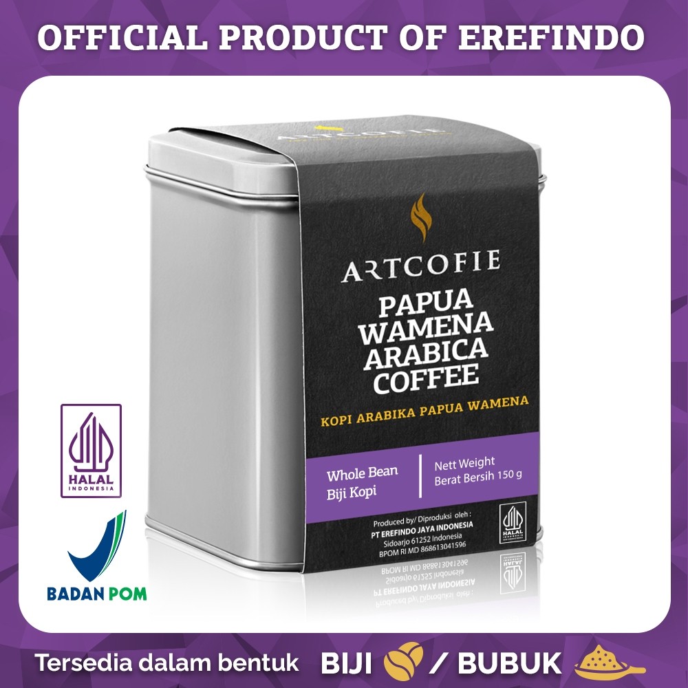 

Artcofie Kopi Papua Wamena Arabica Tin Box Biji / Bubuk 150gr