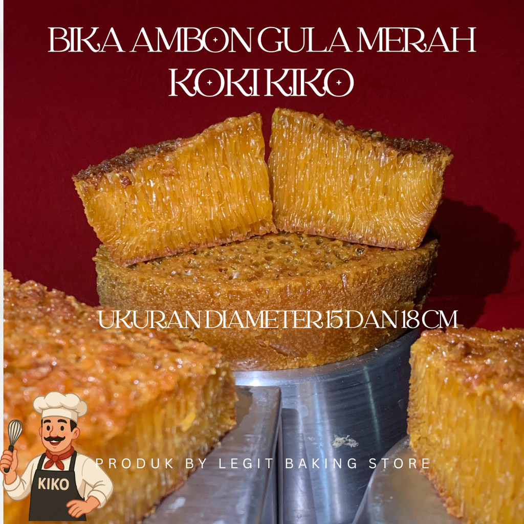 

Bika Ambon Gula Merah Koki Kiko Diameter 15 dan 18 cm super lembut