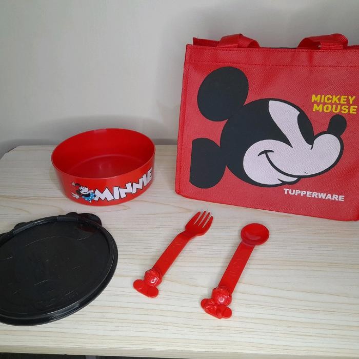 MUMPUNG PROMOTUPPERWARE Mickey Minnie Lunch Set ( 1 set ) - MinnieTERLARIS