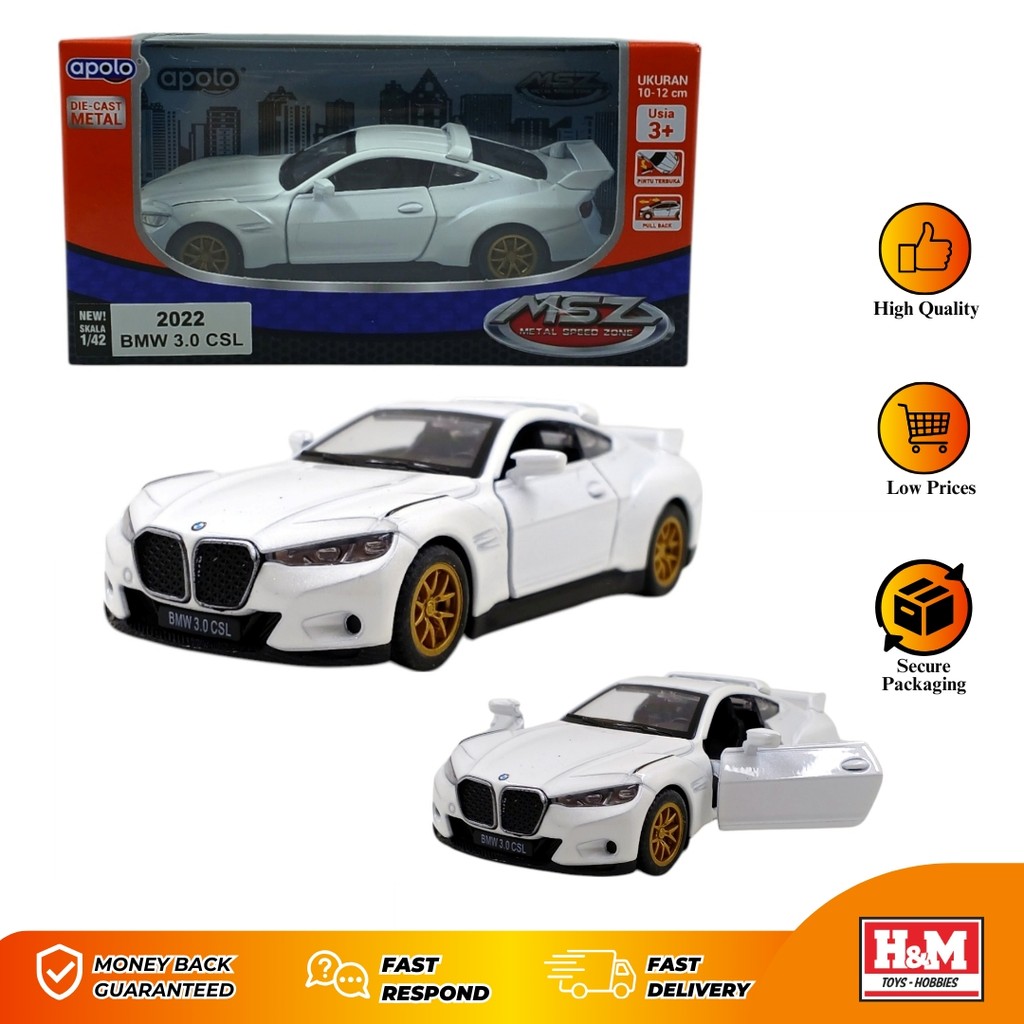 Diecast Apolo MSZ 2022 BMW 3.0 CSL Putih Polos
