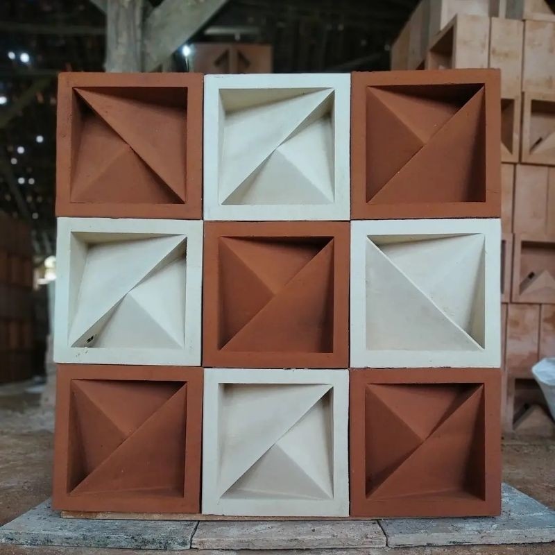 roster beton minimalis terakota / merah, loster beton minimalis merah, roster terakota, loster terak