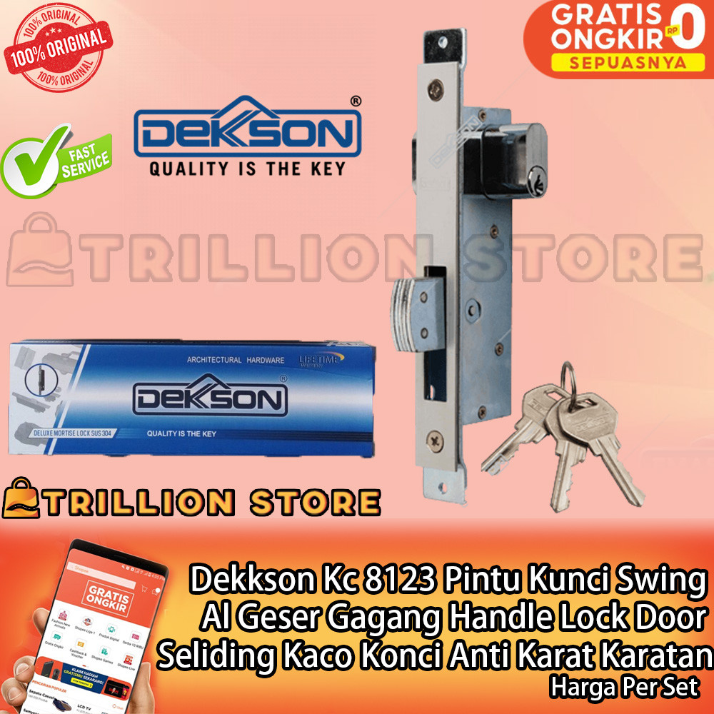 Dekkson Kc 8123 Pintu Kunci Swing Seliding Kaco Konci Al Geser Gagang Handle Lock Door kaca Frame Sl