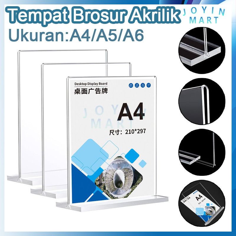 

Tempat Brosur Akrilik / Tent Card Akrilik / Akrilik QRist barcode / Tempat Brosur A4/A5/A6 1.5mm Portrait 2 Sisi