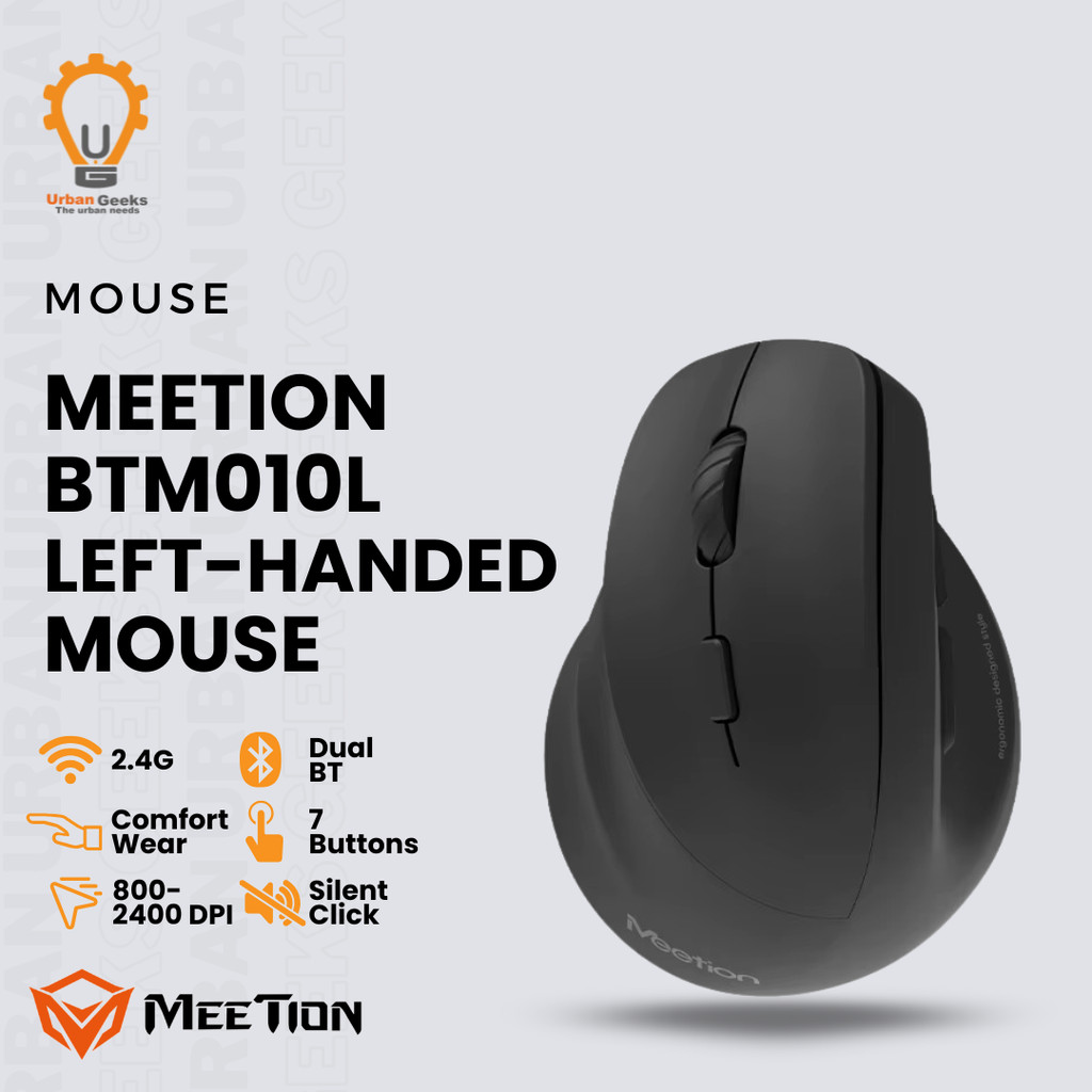 Meetion BTM010L Left Hand Wireless Vertical Mouse Dual Mode 2.4G Bluetooth Ergonomic