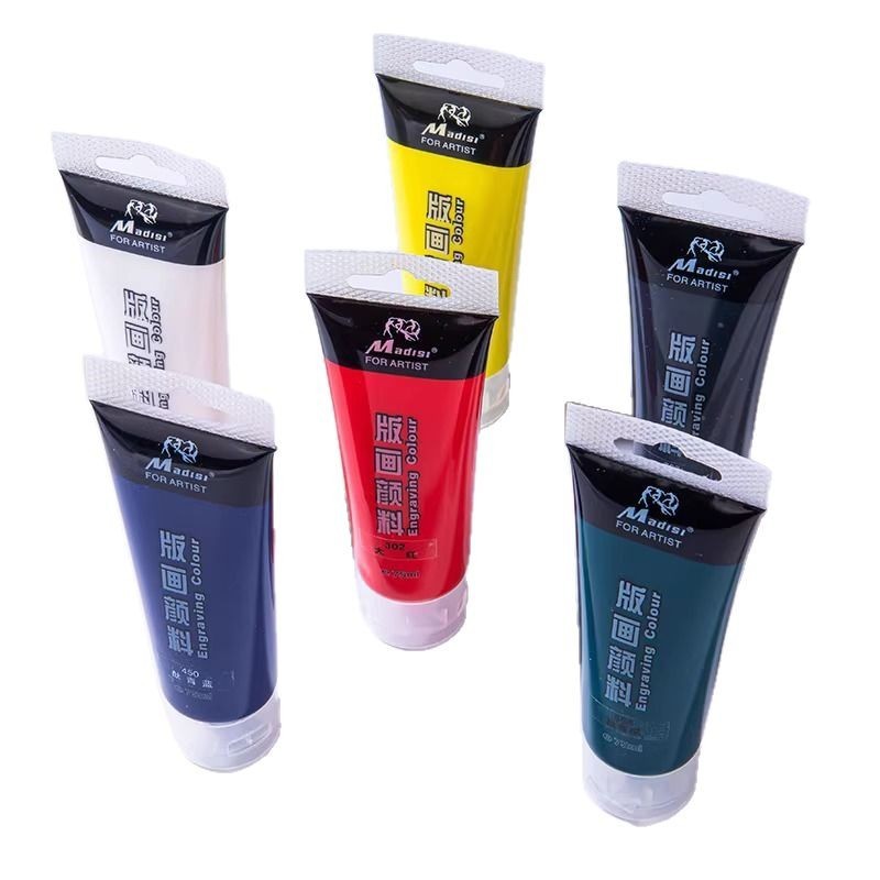 

75ml/tube Water-Based Printmaking Inks Pigment Washable Printing Paint Linoleum Blocks on Paper Glue Board Wood Wall for Artists