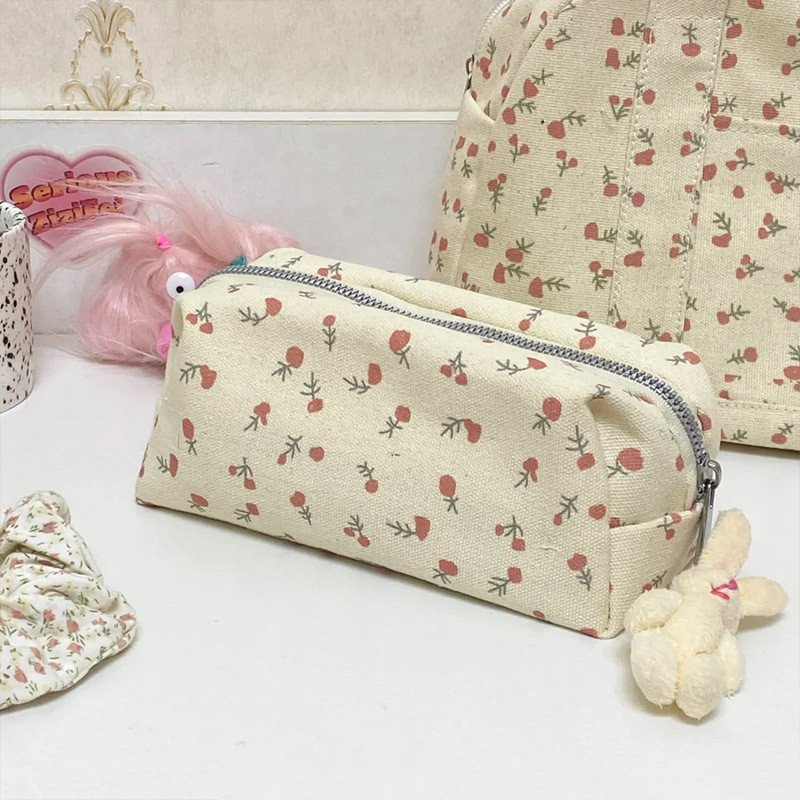 

Large Capacity Pencil Storage Bags Floral Printed Pen Stationery Container Organizer Home Desktop Ornament Pouch Comestic Bag 필통