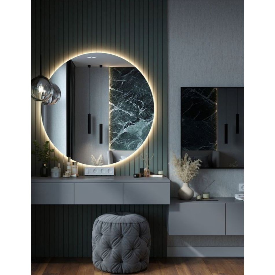 Kaca Cermin Full Body Lampu Led Gantung Wastafel Kamar Mandi Aesthetic Bulat