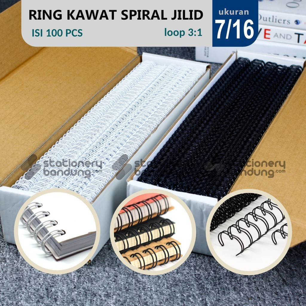 

Ring Kawat Spiral Jilid 7/16 F4 Spiral Wire 7/16 F4 dan A4 3:1 38Lobang Terlaris