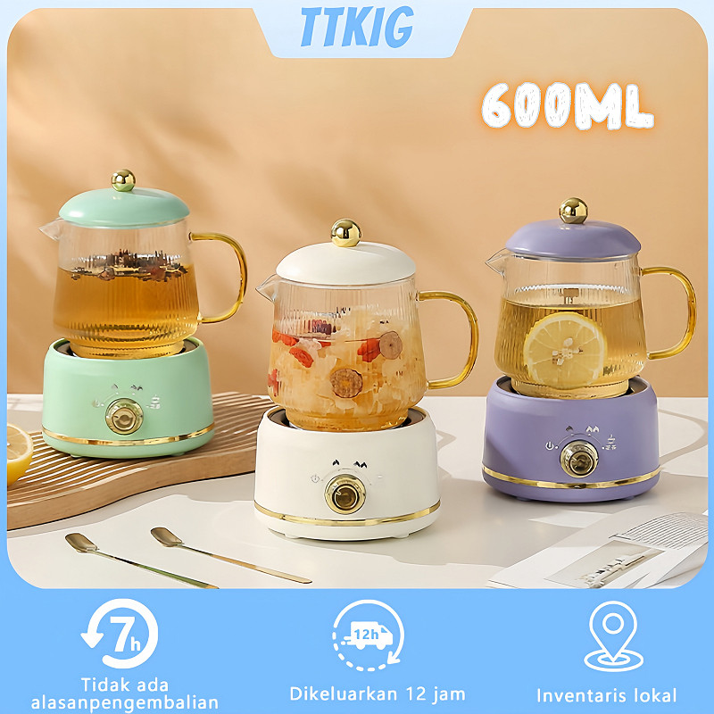 Teko Listrik Pemanas Air Listrik Mini Transparan Portabel Teko Listrik Multifungsi 600ML Low Watt Ke