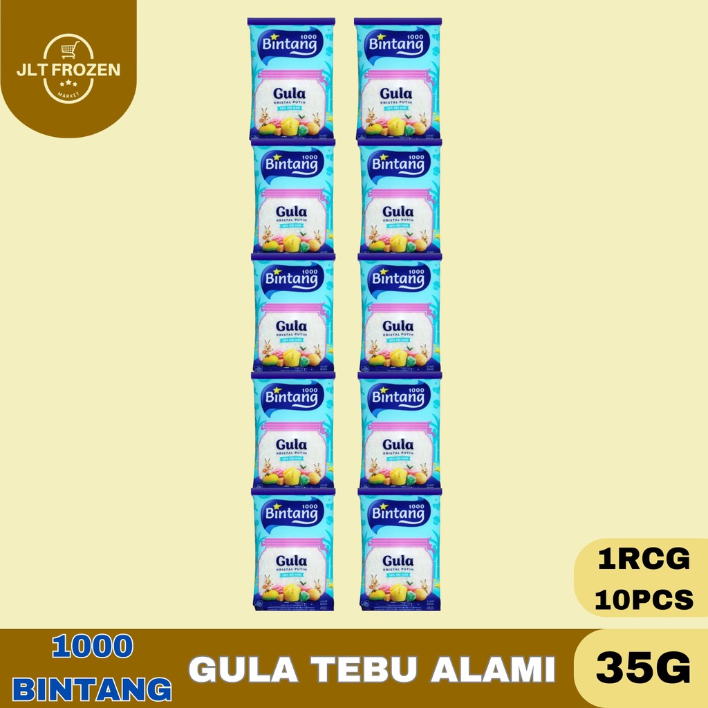

Gula 1000 Bintang 35g / 1RENCENG / ISI 10PCS / Gula Tebu Alami / Gula Kristal Putiih