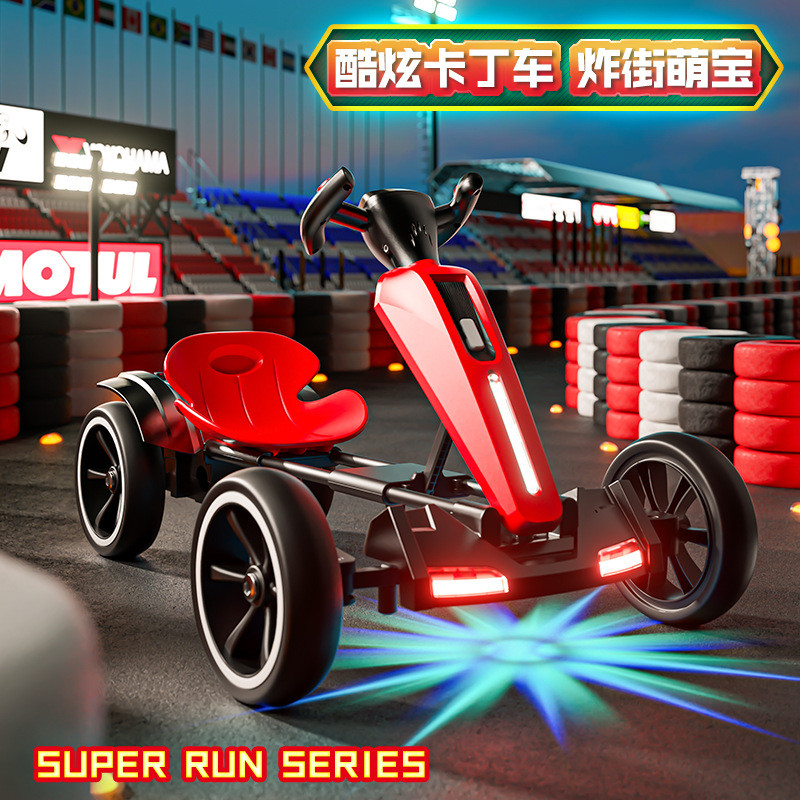 Go-Kart Listrik Anak / Mobil Mainan Empat Roda Anak / Mobil Mainan Remote Control yang Dapat Diduduk