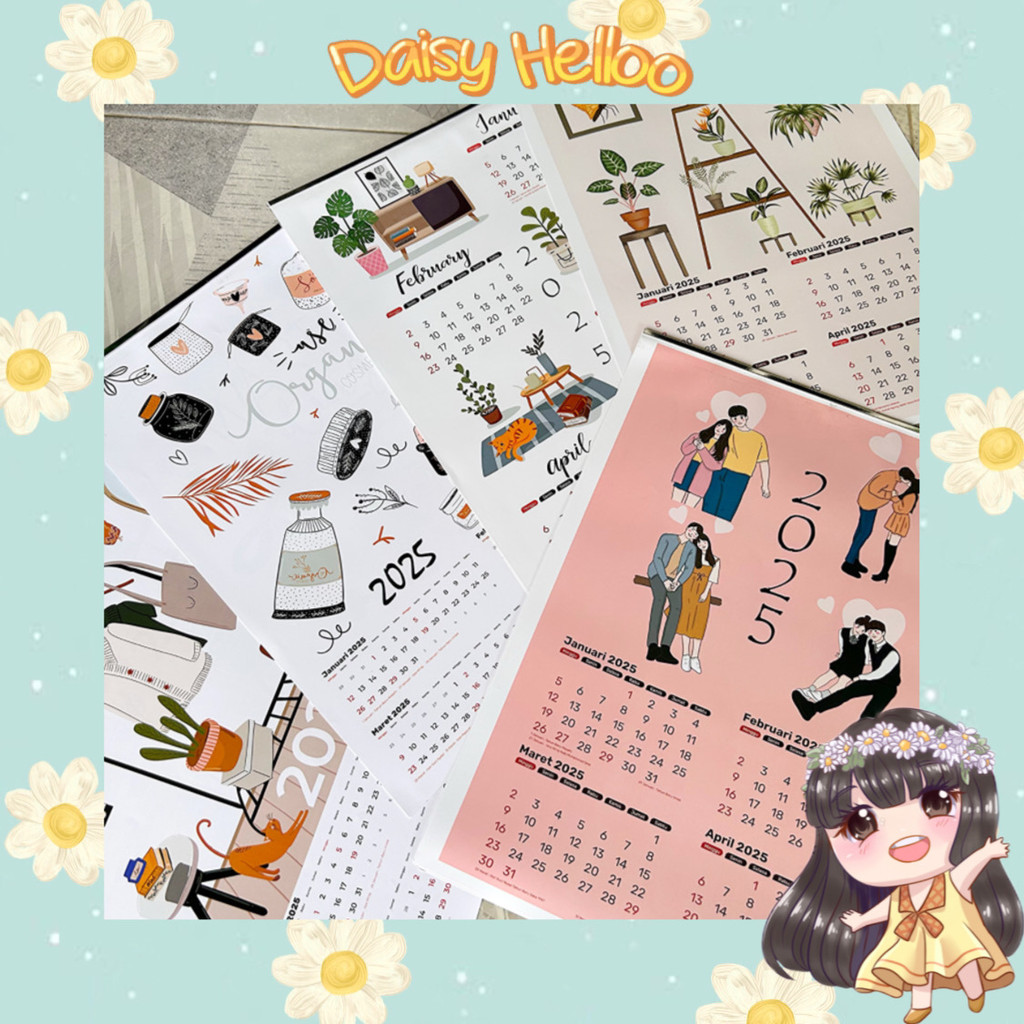 

Kalender Dinding 2025 Karakter Home Makeup Plant Couple Aesthetic Calender New Year Korea Aksesoris Stationery Sekolah Kantor Office Deco Decoration Lucu Hiasan Meja Wanita Anak Atk Bjm Banjar Banjarmasin DaisyHelloo