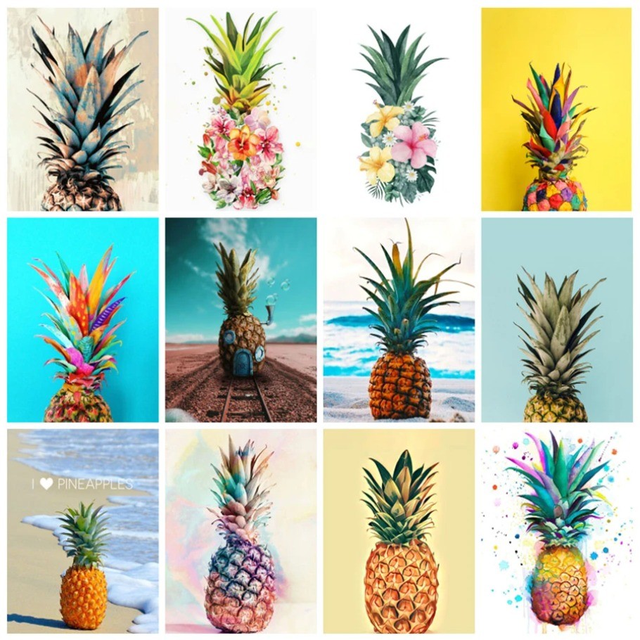 

Paint With Diamond Painting Cross Stitch Pineapple Fruits Flower Rhinestone 5D DIY Diamond Embroidery Sale Portrait Home Décor
