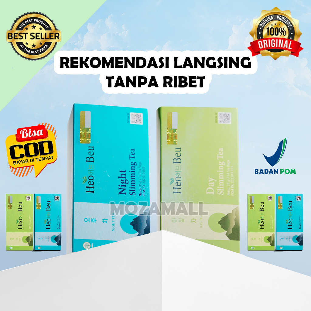 HeoBeu 1 Paket Pagi & Malam HEO BEU SLIMMING TEA ORIGINAL  | TEH HEOBEU KOREA ORIGINAL | HEO BEO SLI
