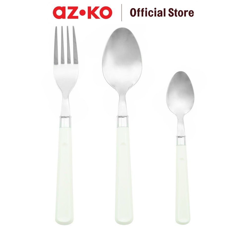 AZKO Kris Set 12 Pcs Alat Makan & Sendok Kue - Hijau Set Sendok Garpu Spoon Fork Peralatan Makan Cut