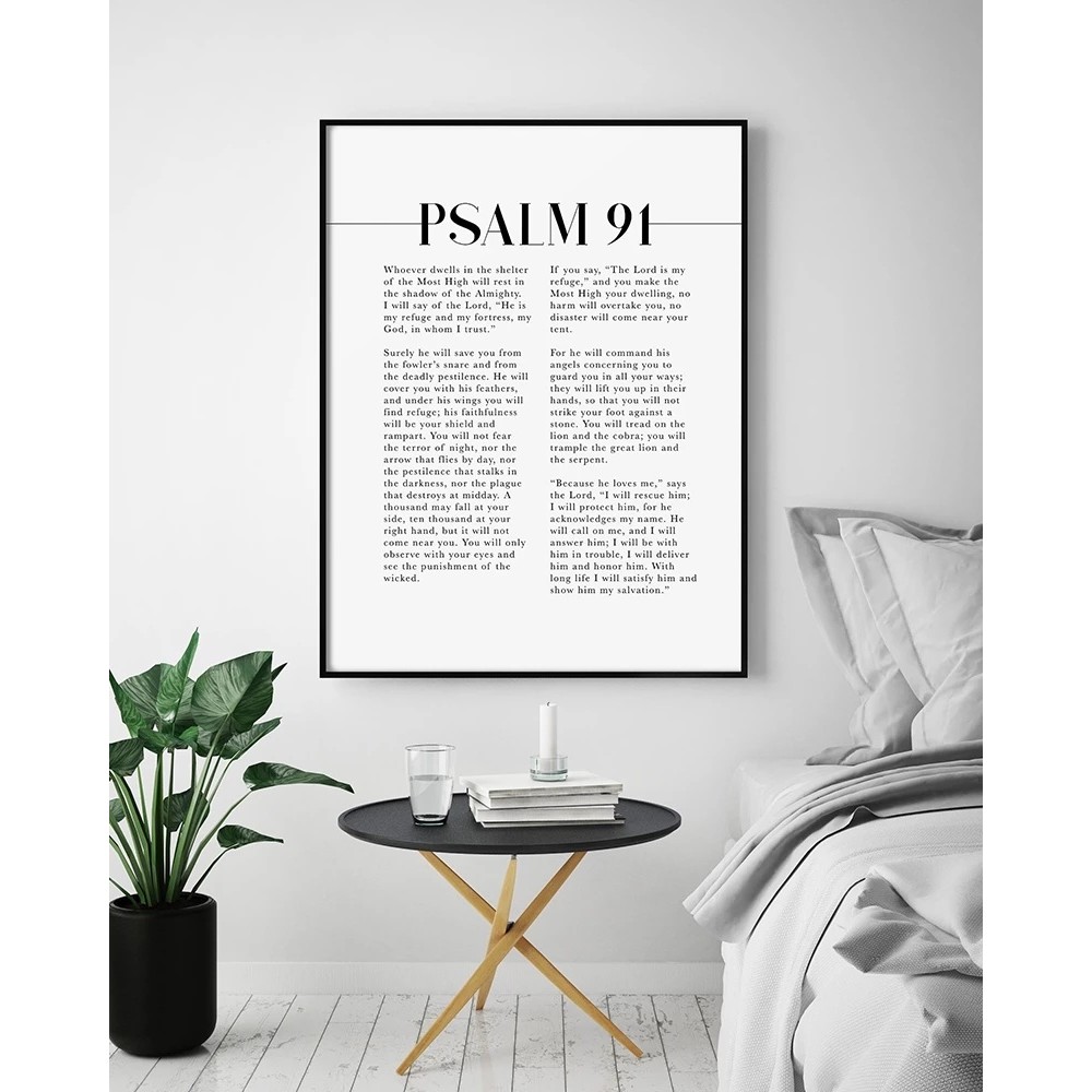 

Psalm 91 Scripture Wall Art, He Who Dwells In The Shelter, Bible Verse Artwork For Your Christian Home Decor
