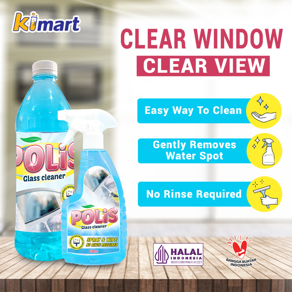POLIS Paket Pembersih Kaca Glass Cleaner pembersih cermin cairan pembersih kaca spray jendela