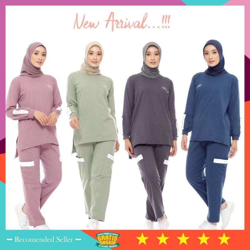 Baju Lebaran Idul FItri Murah Keren / Setelan Olahraga Wanita Jumbo - Baju Olahraga Kaos Muslimah - 