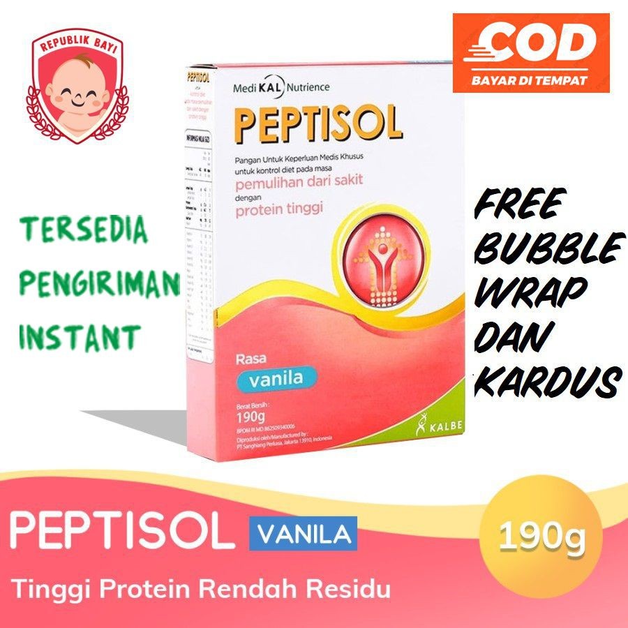 

Peptisol Vanila 190 gram Nutrisi Tinggi Protein TERBARU MURAH FREE PACKING DUS BUBBLE