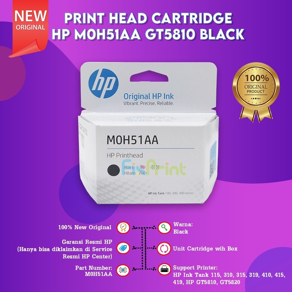FixPrint PRINT HEAD HP GT51 DAN GT52 HEAD CARTRIDGE PRINTHEAD KATRID HP 5810 HP5820 315 319 415 419 